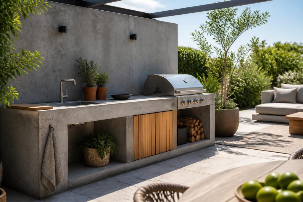 Fabriquer une cuisine extérieure en béton : astuces pour un espace robuste et esthétique