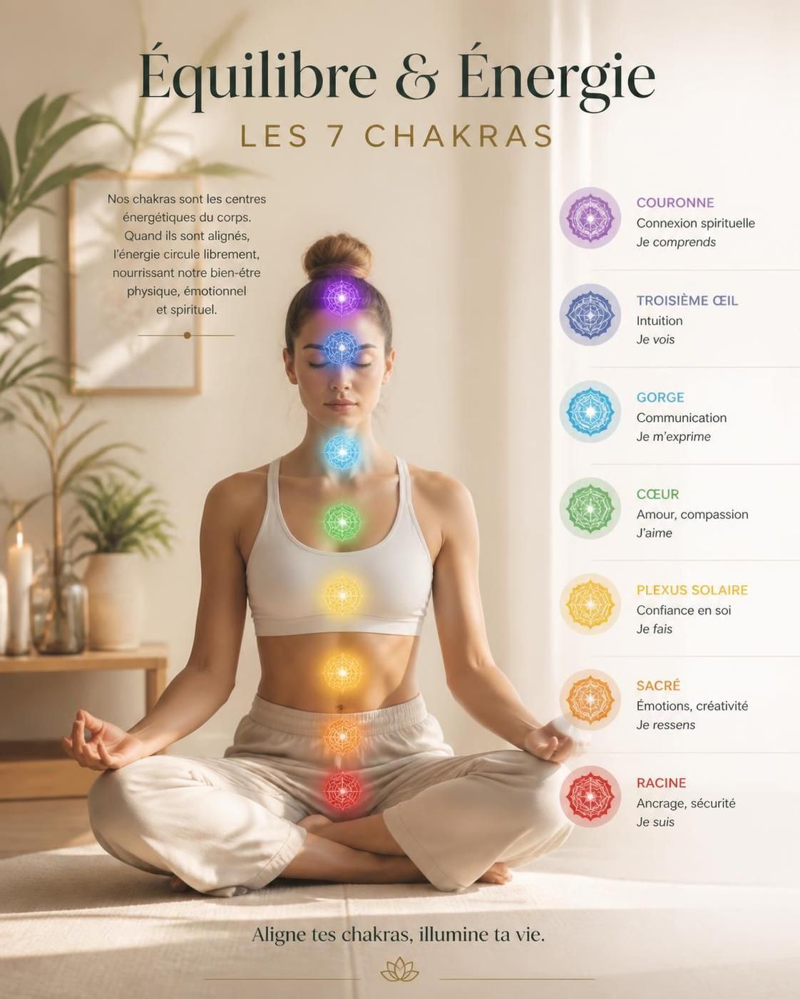 découvrez les chakras et leurs rôles essentiels, comprenez ces centres d'énergie pour harmoniser et équilibrer votre corps et votre esprit au quotidien.