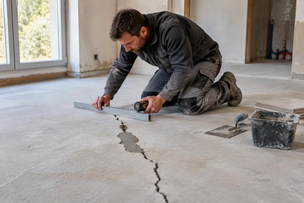 découvrez les causes et les risques d’une fissure dans la chape, ainsi que les solutions à appliquer avant la pose de votre carrelage.
