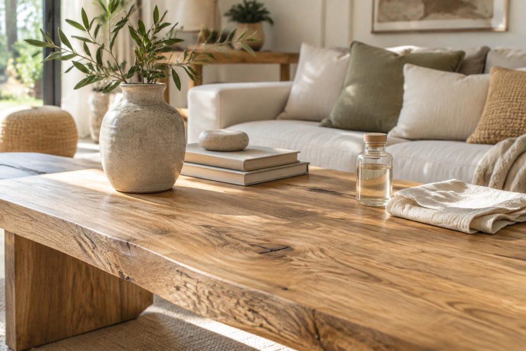 Plateau en chêne brut : idées déco et entretien pour un meuble naturel